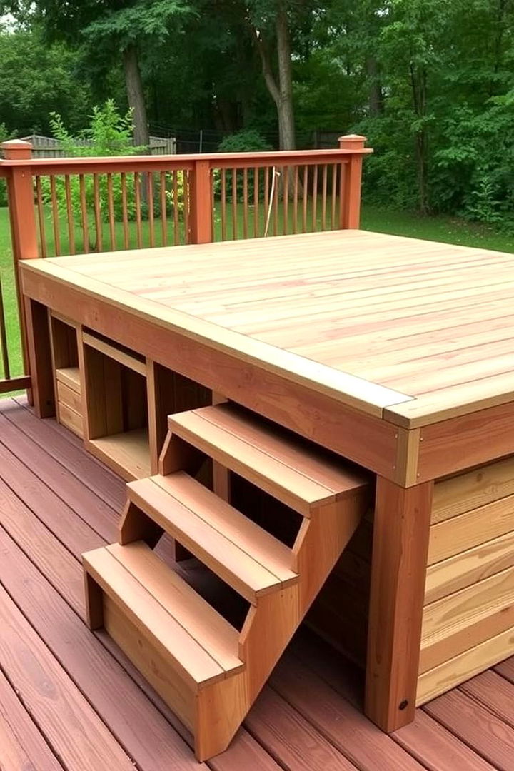Elevated Built In Bench with Steps - 22 Built-in Deck Bench Ideas and Designs
