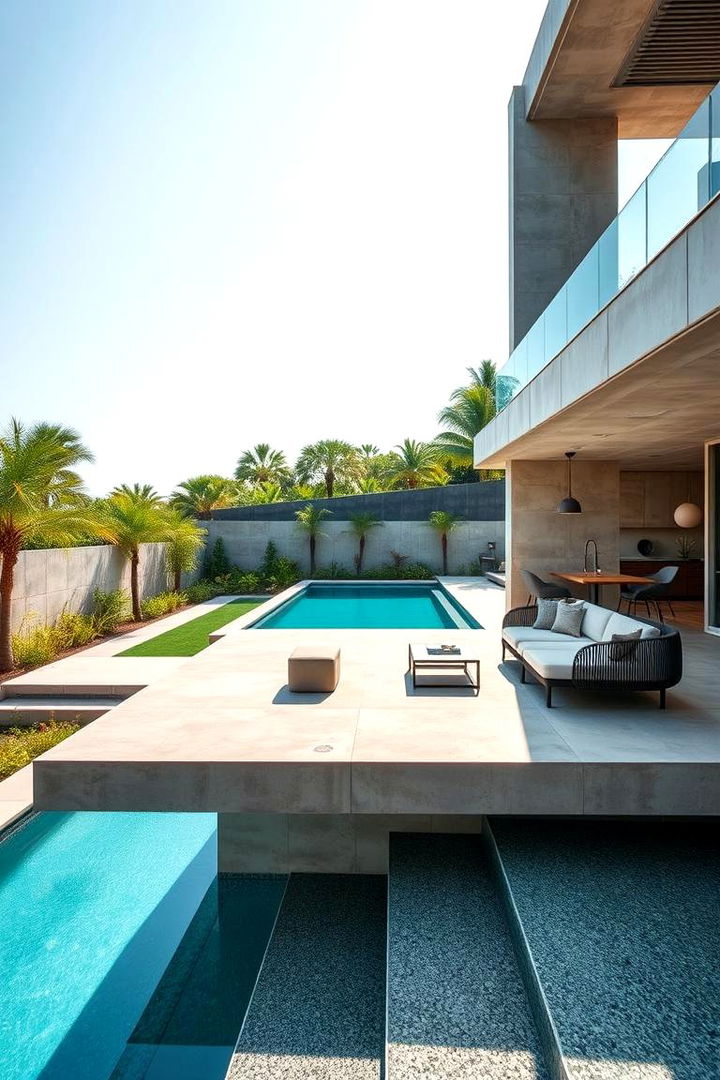 Elevated Concrete Lounge Areas - 22 Concrete Pool Deck Ideas