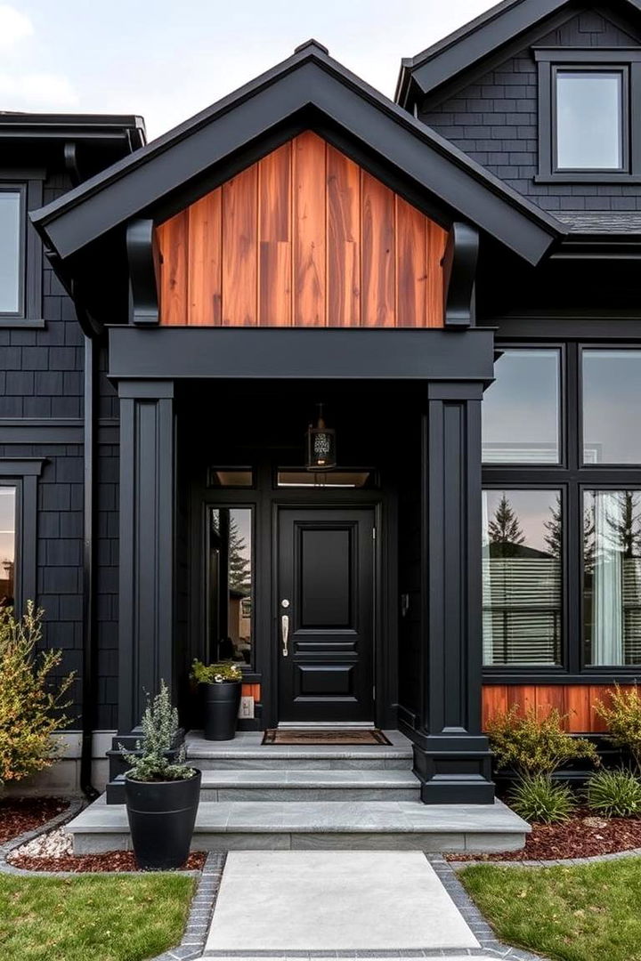 Elevated Curb Appeal - 22 Black House With Cedar Accents