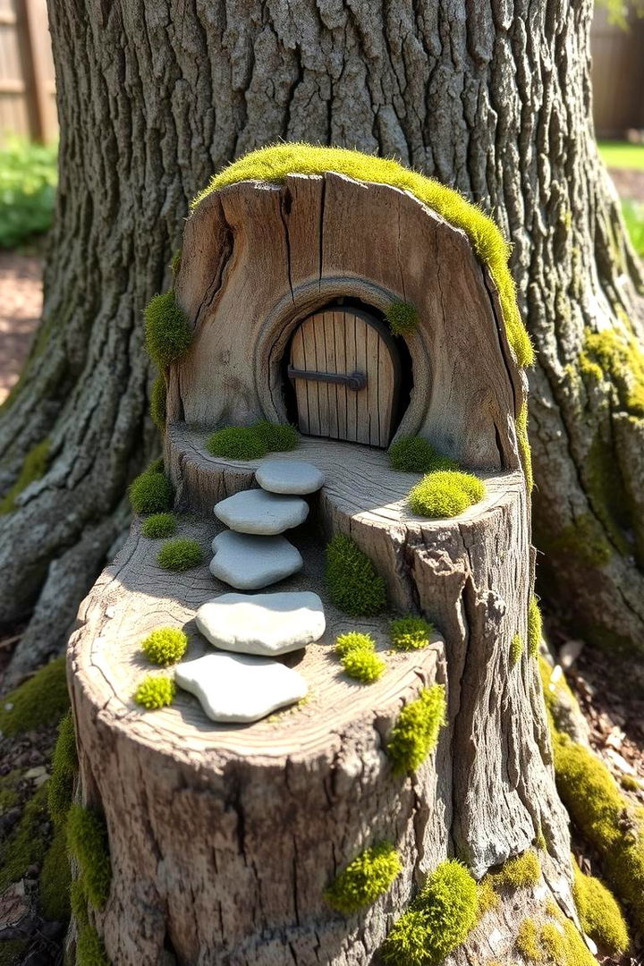 Elevated Fairy Hideaway - 22 Tree Stump Fairy Garden Ideas