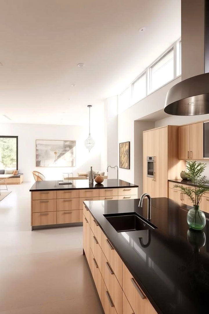 Elevated Open Concept Layout - 22 kitchen with dark countertops and light cabinets