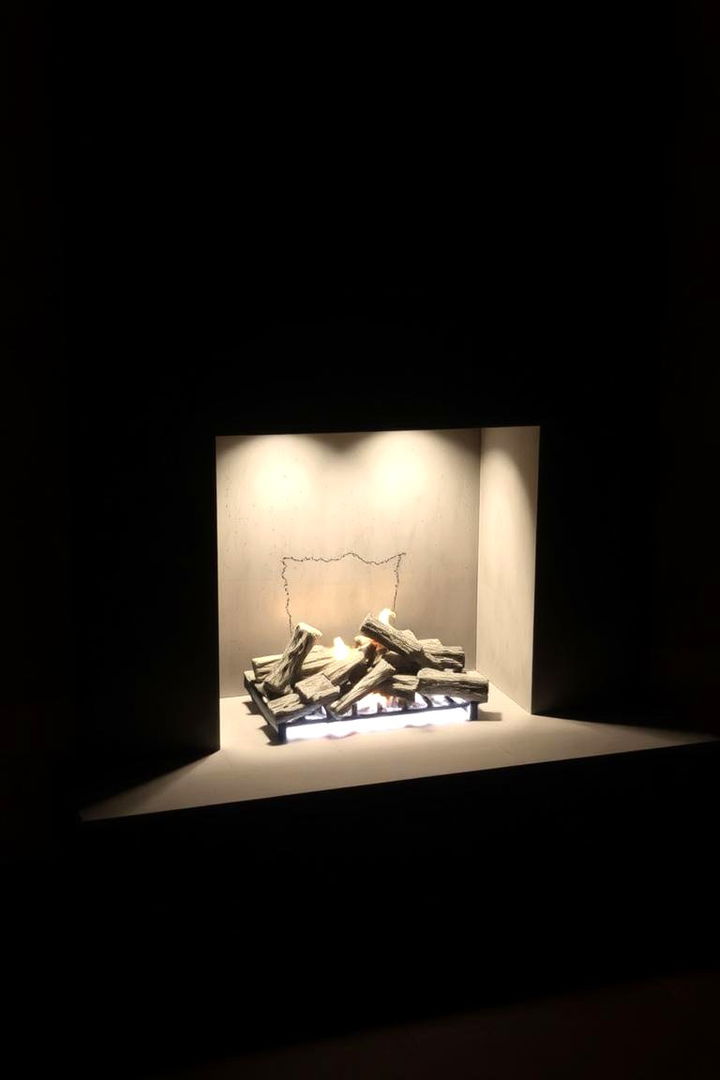 Embedded Lighting Concrete Fireplace - 22 Concrete Fireplace Ideas
