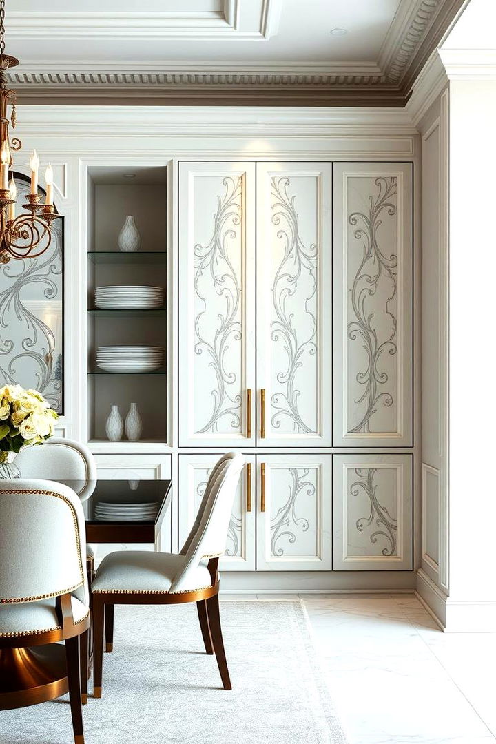 Embellished Built in Storage - 22 Art Deco Dining Room Ideas