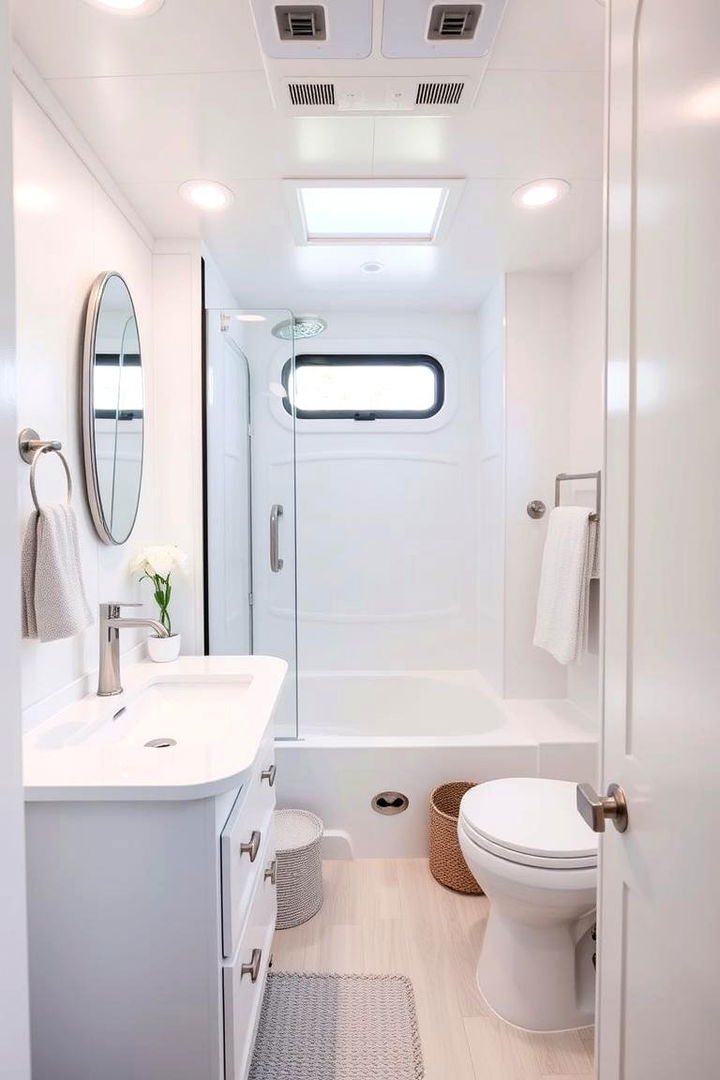 Embrace Light and Neutral Colors - 22 Small Rv Bathroom Ideas