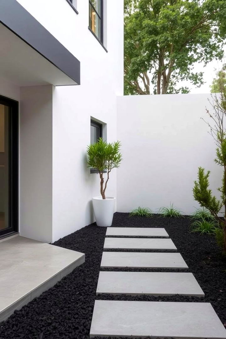 Embracing Contemporary Minimalist Designs - 22 Black Mulch Landscaping Ideas