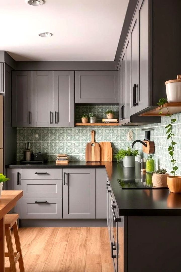 Embracing Eco Friendly Materials - 22 Kitchen With Gray Cabinets And Black Countertops Ideas