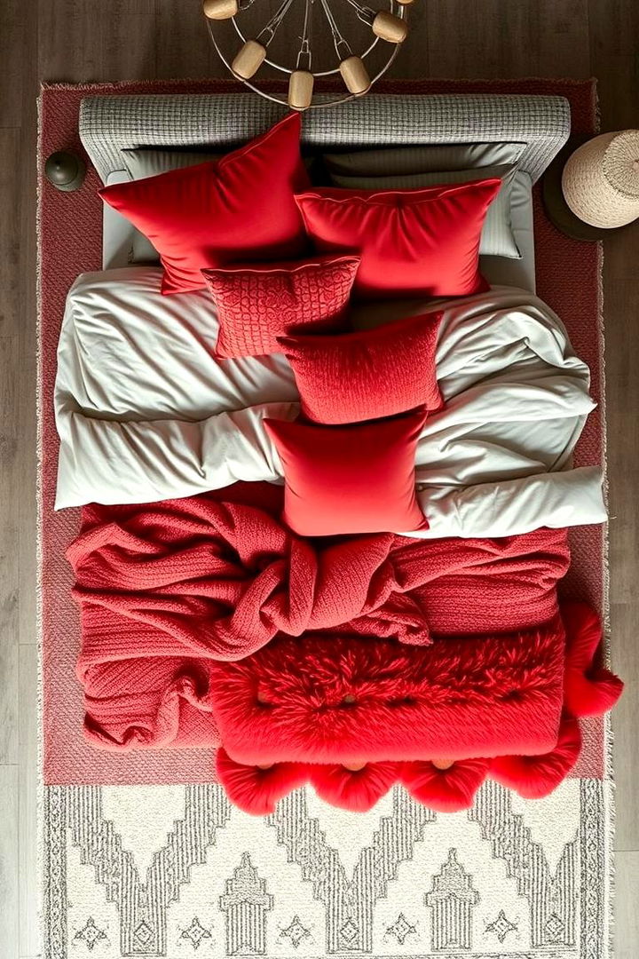 Embracing Mixed Textures with Coral Detailing - 22 Coral Bedroom Ideas