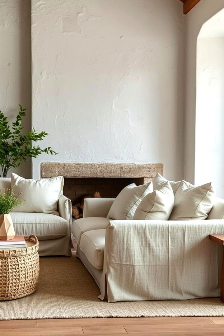 Embracing Raw Fabric Upholstery - 22 Primitive Living Room Ideas