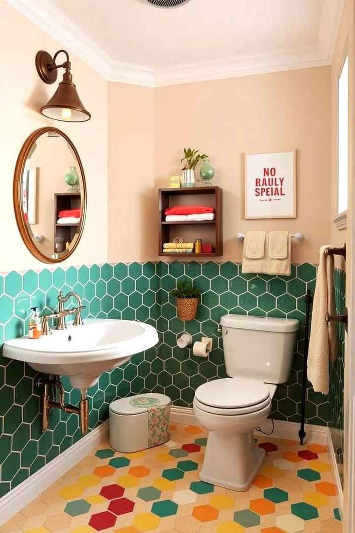 Embracing Retro Revival - 22 Bathrooms With Hexagon Tile Floors