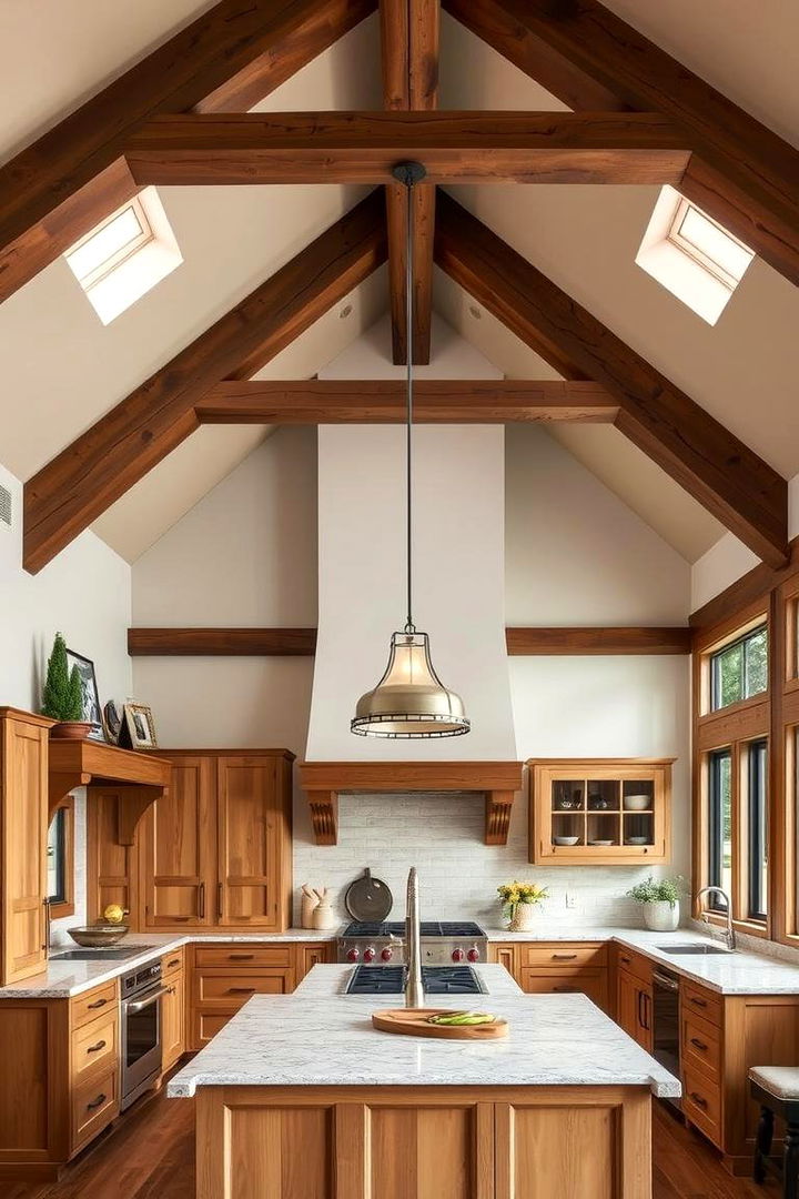 Embracing Rustic Timber Accents - 22 Vaulted Ceiling Kitchen Ideas