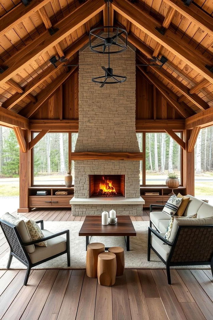 Embracing Rustic and Modern Fusion - 22 Backyard Pavilion With Fireplace