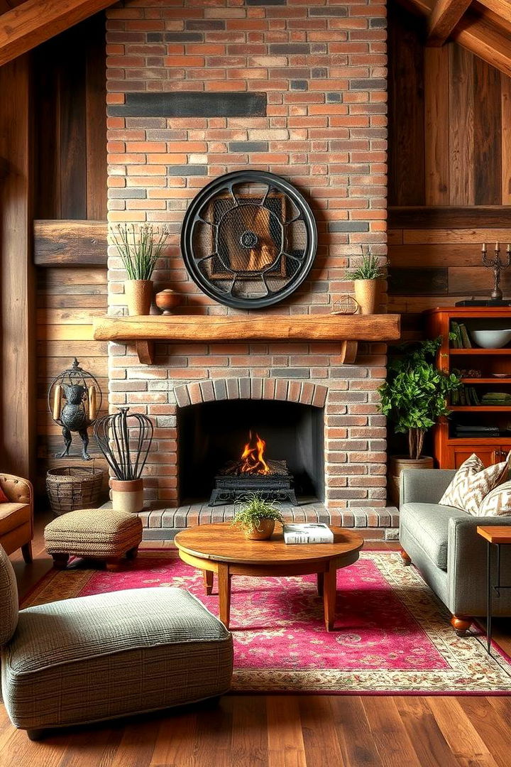 Embracing Sustainable Living Materials - 22 Rustic Living Room With a Brick Fireplace Ideas