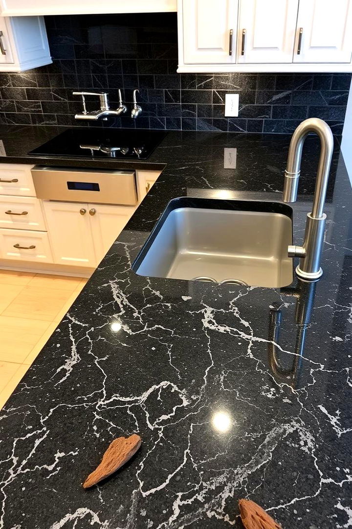 Embracing Unique Patterns - 22 Black Granite Countertops Kitchen Ideas