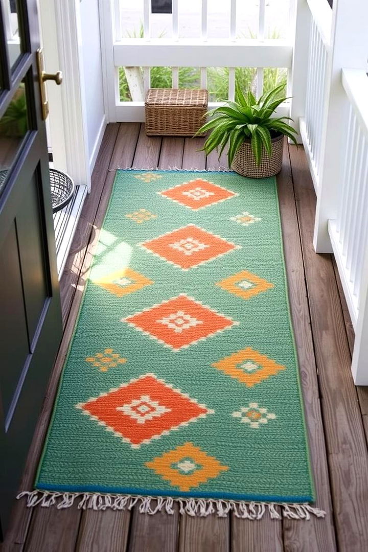 Embracing a Cozy Outdoor Rug - 22 Small Cape Cod Front Porch Ideas