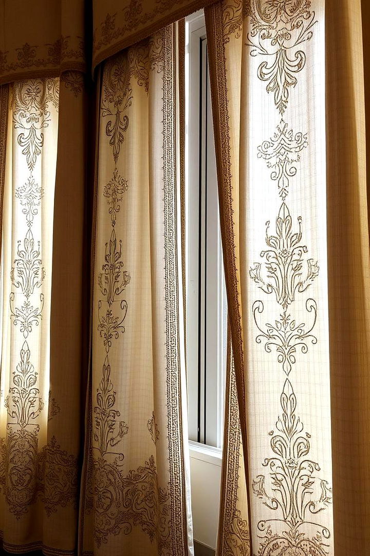 Embroidered or Patterned Accents - 22 Bedroom Curtain Ideas