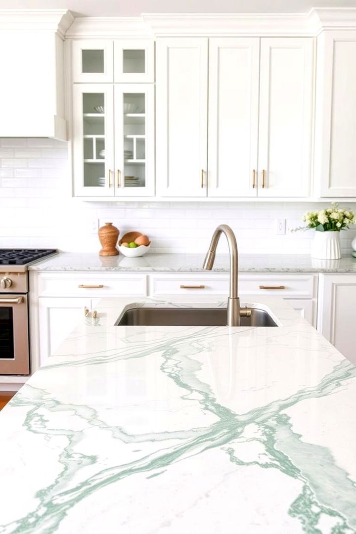 Emerald Green Countertop Details - 22 Emerald Green Kitchen Ideas