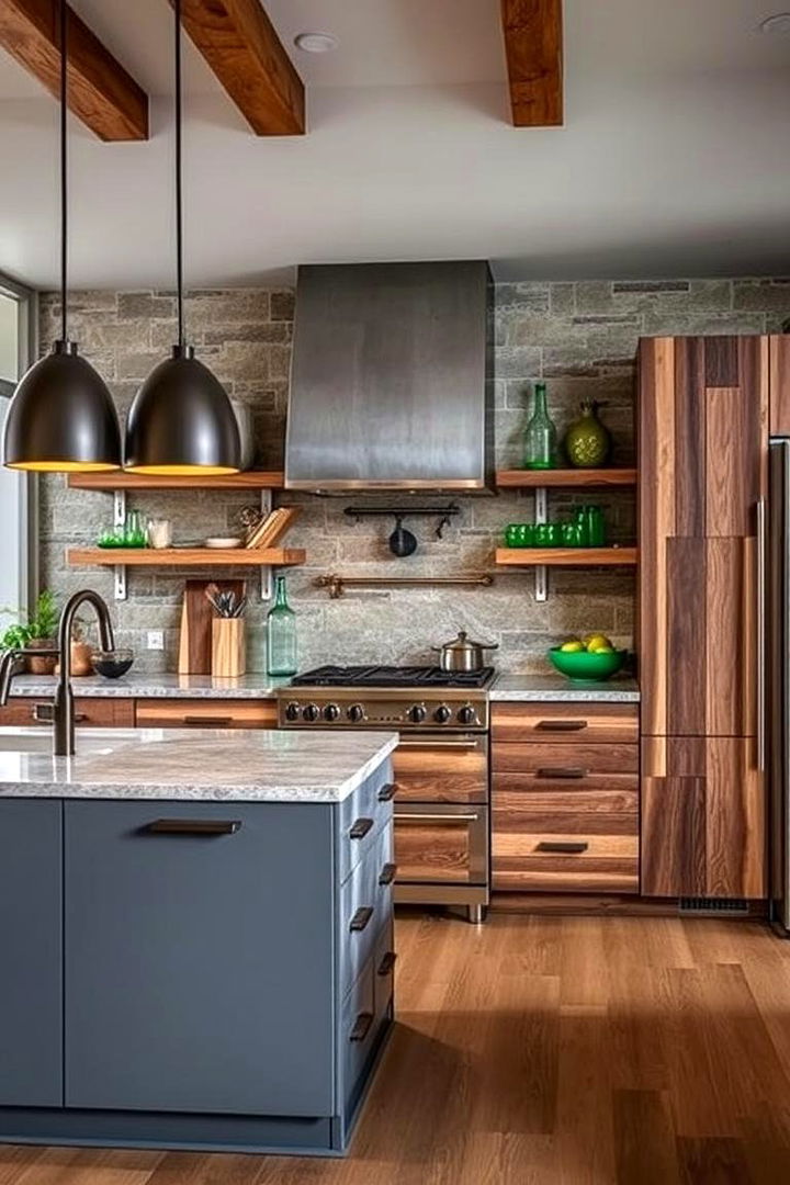 Emerald Green Mix Material Kitchen Design - 22 Emerald Green Kitchen Ideas