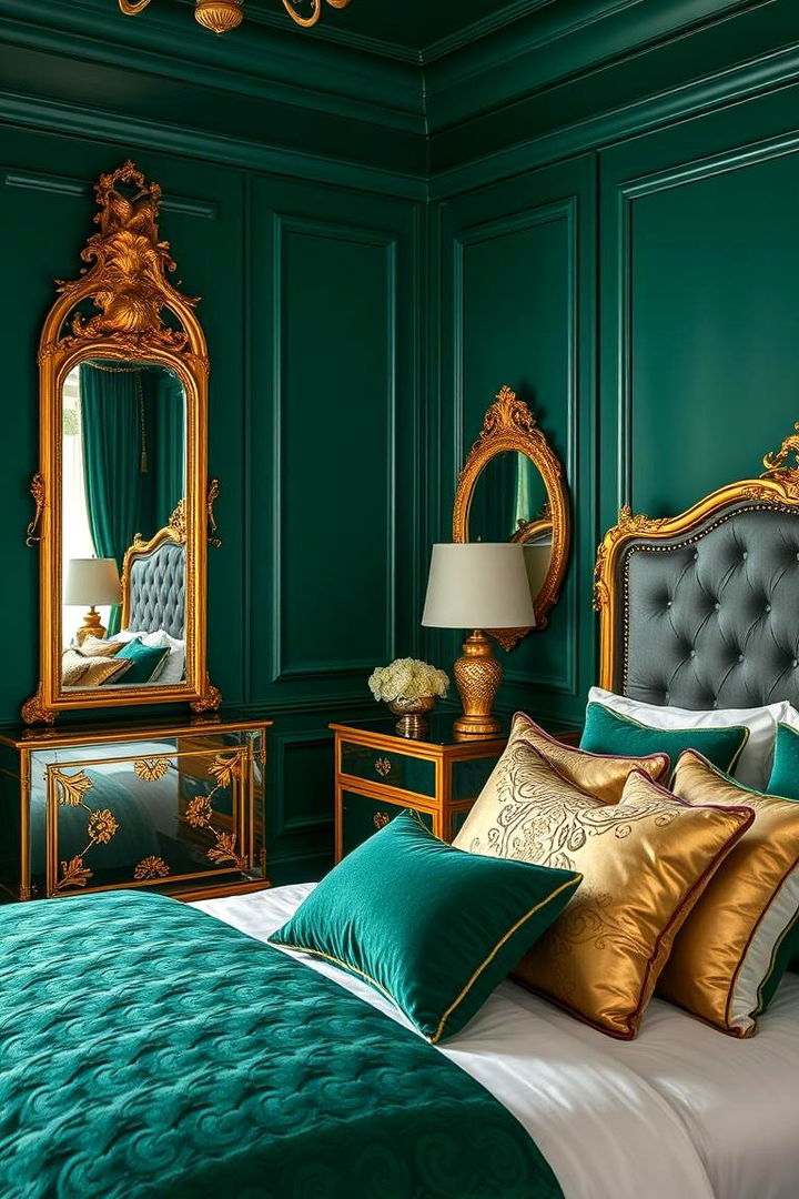 Emerald and Gold Combinations - 22 Emerald Green Bedroom Ideas