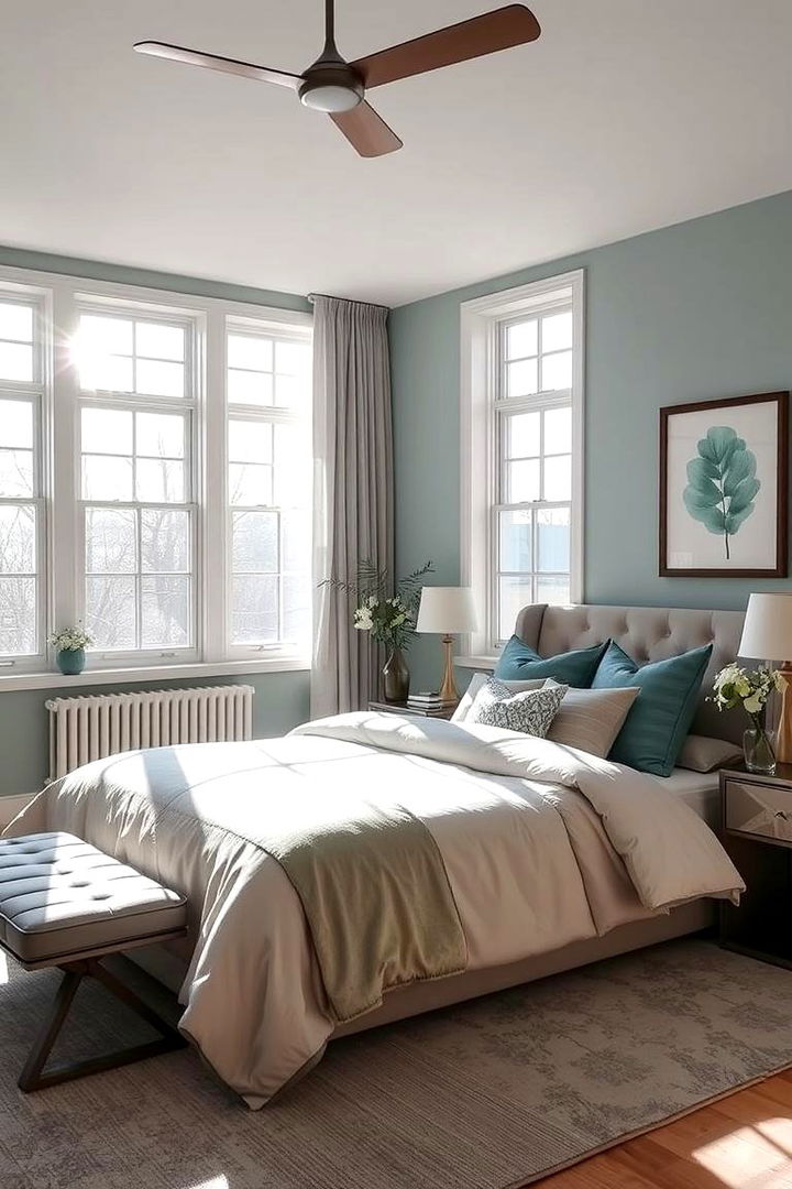 Emphasis on Natural Light - 22 Teal and Grey Bedroom Ideas