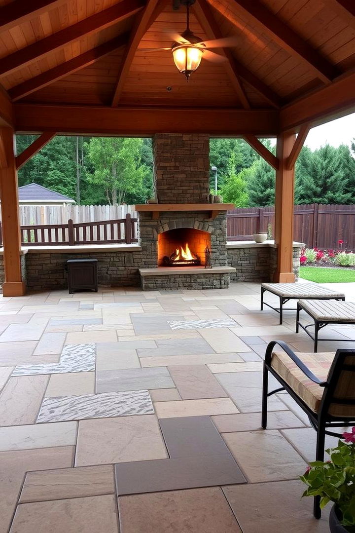 Emphasizing Durable Floor Designs - 22 Backyard Pavilion With Fireplace