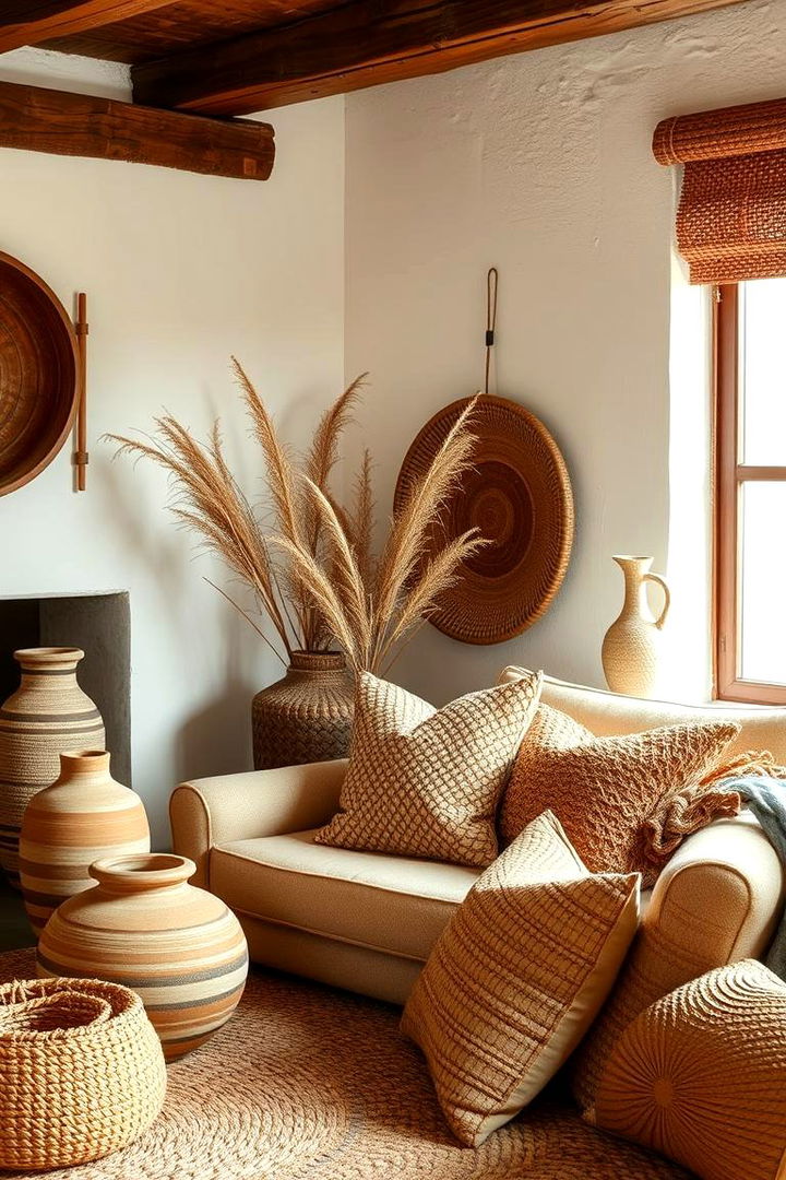 Emphasizing Earth Toned Accessories - 22 Primitive Living Room Ideas