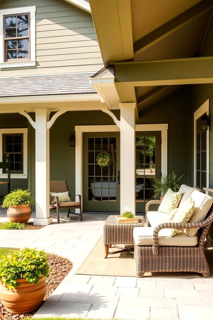 Emphasizing Outdoor Living Spaces - 22 Olive Green House Exterior Ideas