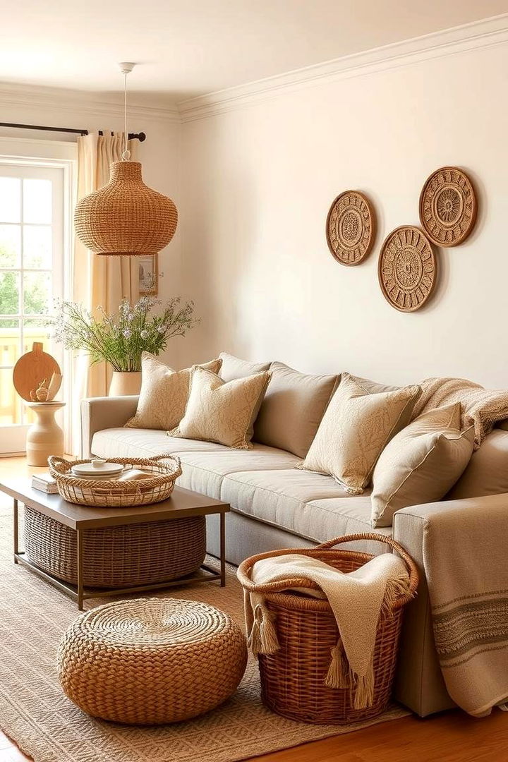 Emphasizing Textured Accents - 22 Beige Living Room Ideas