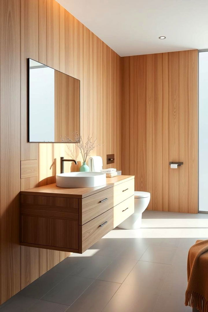 Emphasizing Wooden Accents - 22 Scandinavian Bathroom Ideas