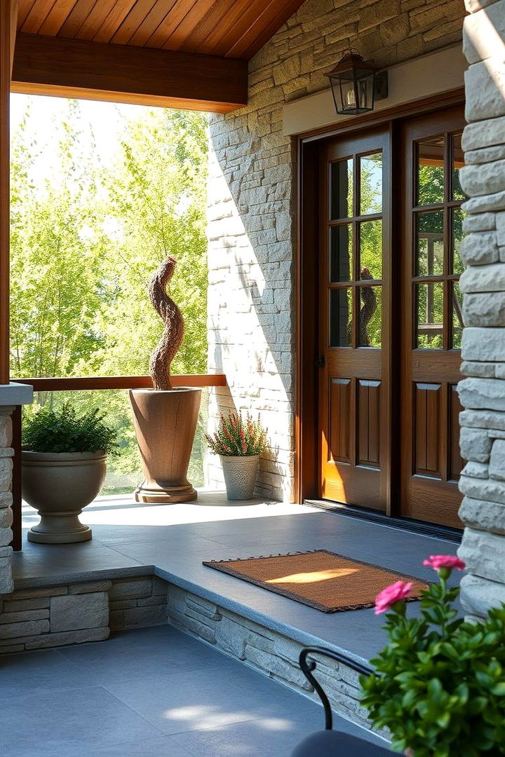 Employ Bold Textural Contrasts - 22 Small Front Porch Ideas