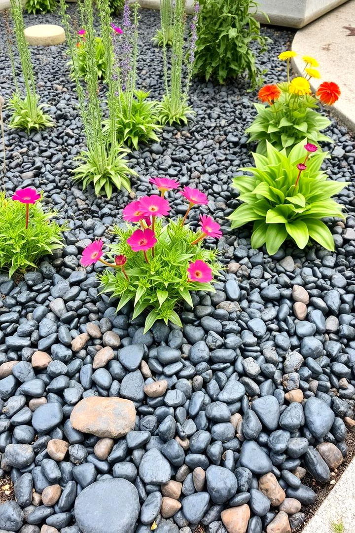 Employing Eco Friendly Mulch Substitute - 22 Black River Rock Landscaping Ideas