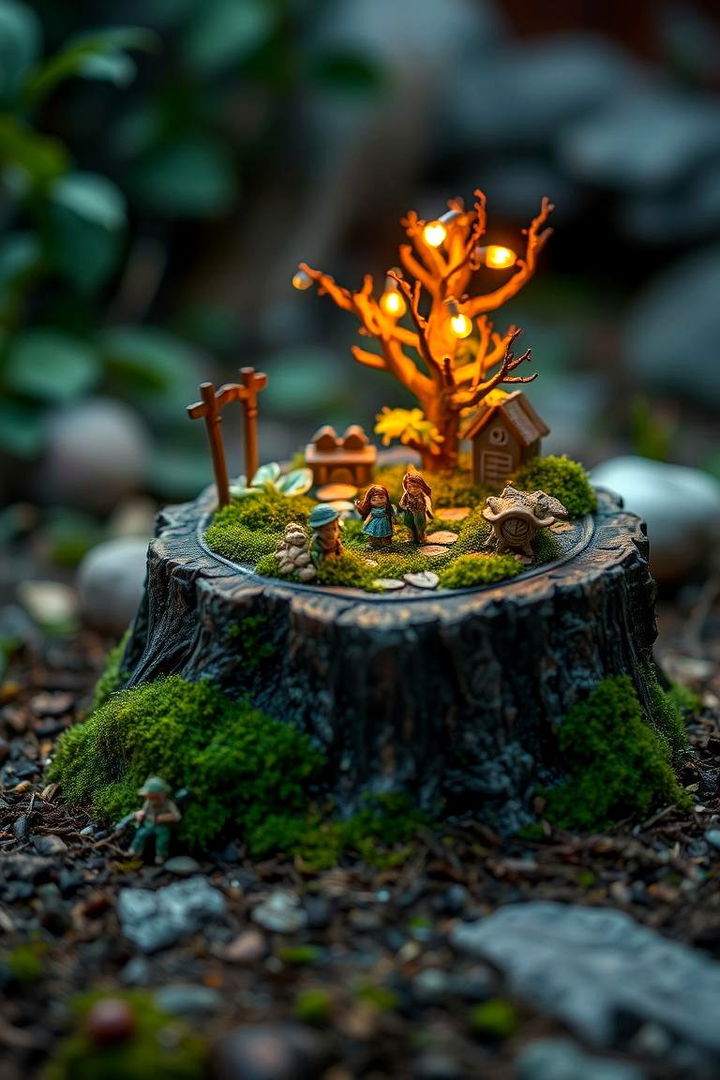 Enchanting Fairy Garden Base - 22 Tree Stump Decorating Ideas