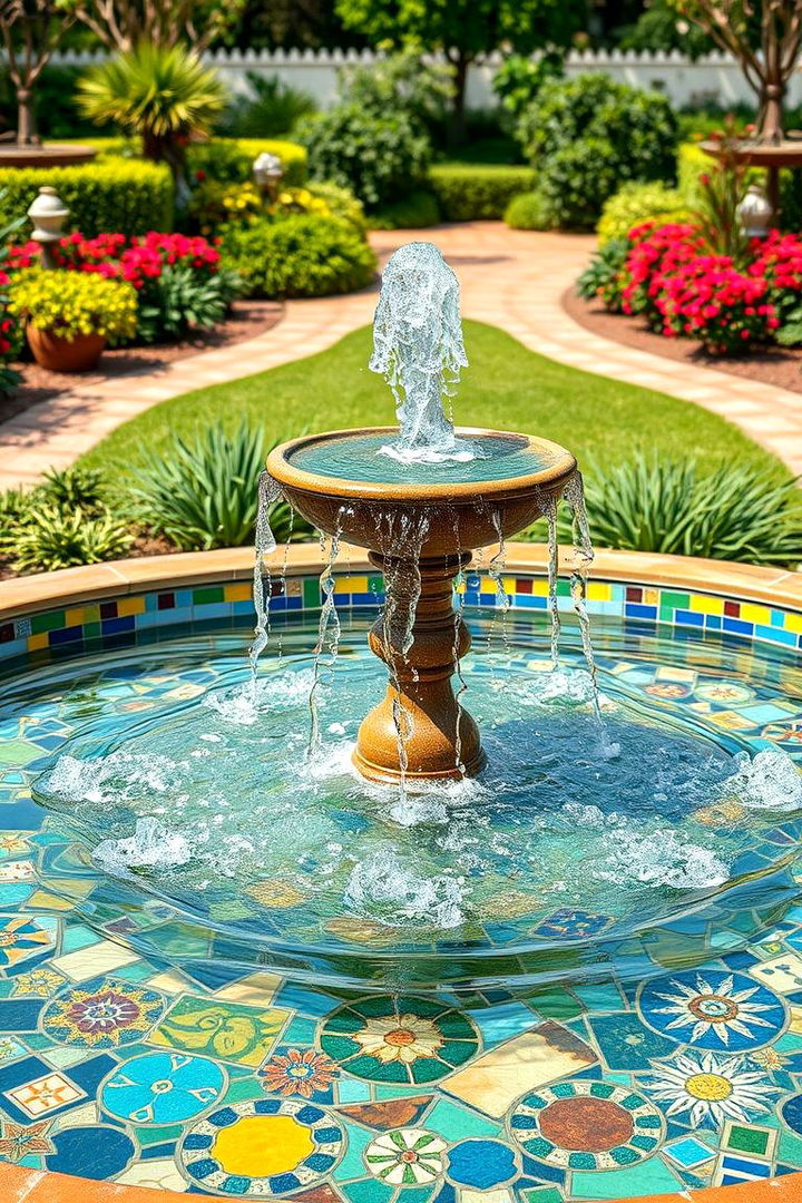 Enchanting Mosaic Water Fountains - 22 Mosaic Garden Ideas