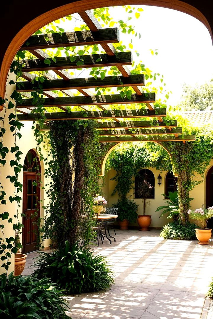 Enchanting Pergolas with Climbing Vines - 22 Spanish Courtyard Ideas