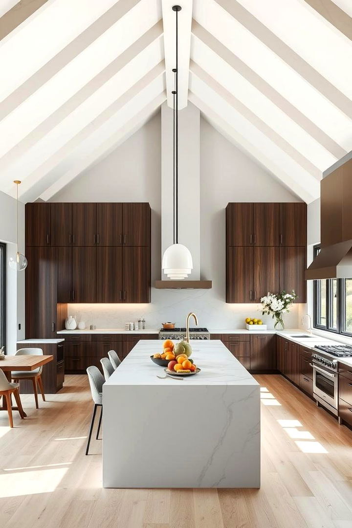 Encouraging Open Concept Flow Throughout - 22 Vaulted Ceiling Kitchen Ideas