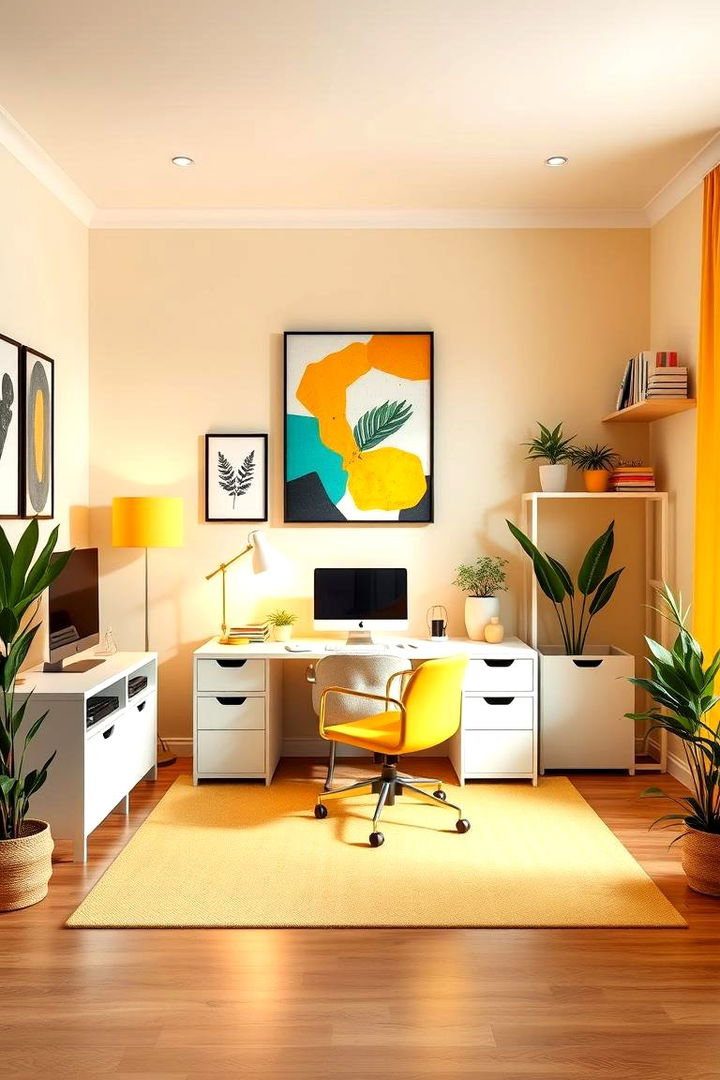 Energizing Yellow Accents - 22 Home Office Paint Colors