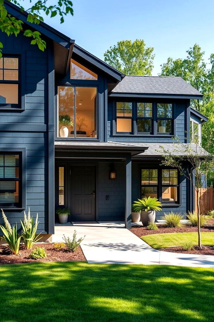 Energy Efficiency Features - 22 Dark Blue House With Black Trim