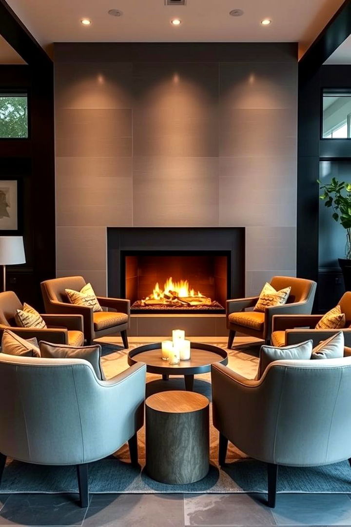 Engaging Conversational Circle - 22 Chairs in Front of Fireplace Ideas