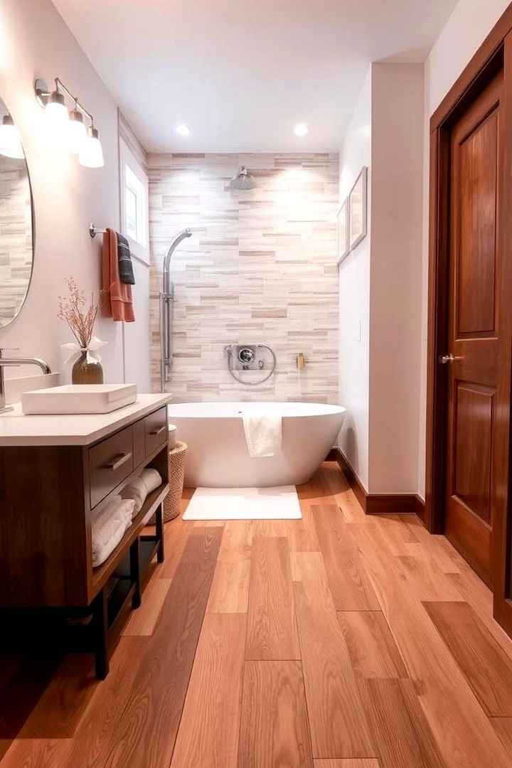 Engineered Wood for Warmth - 22 Bathroom Flooring Ideas