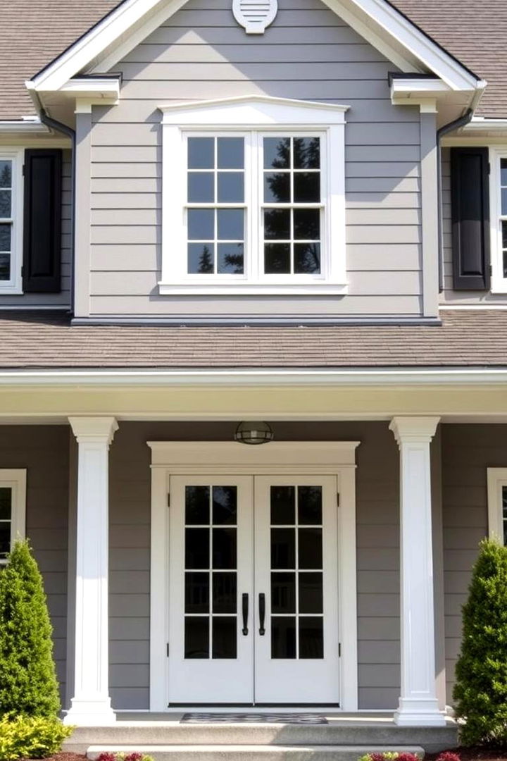 Enhanced Curb Appeal Features - 22 Light Grey House With White Trim Design Ideas