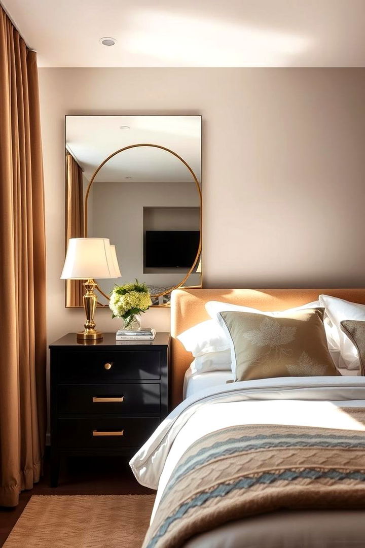 Enhanced Lighting Effects - 22 Mirror Behind Nightstand Design Ideas