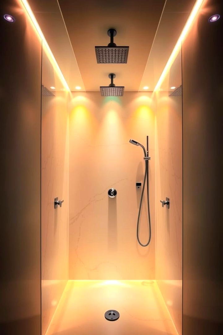 Enhanced Lighting Techniques for a Bright Atmosphere - 22 Small Bathroom Walk in Shower Ideas