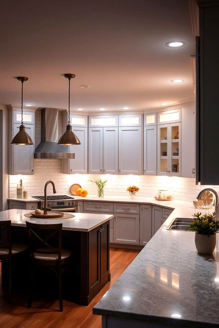 Enhanced Lighting Techniques - 22 U Shaped Kitchen Ideas