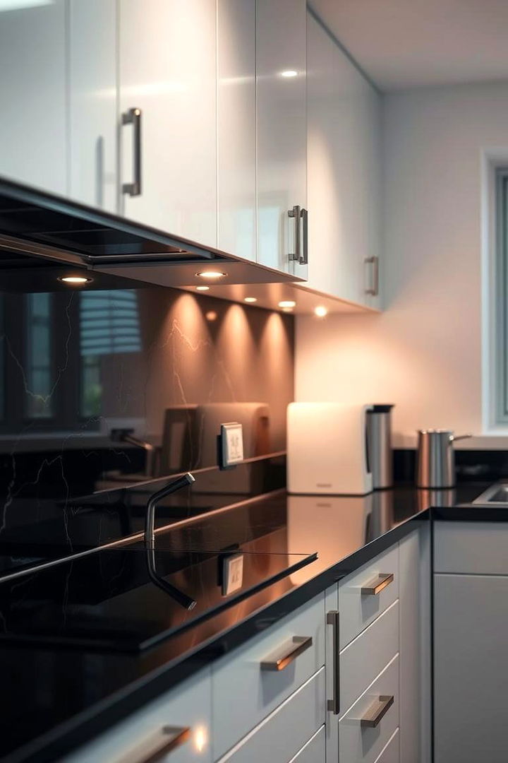 Enhanced Lighting and Ambiance - 22 Kitchen With Black Backsplash