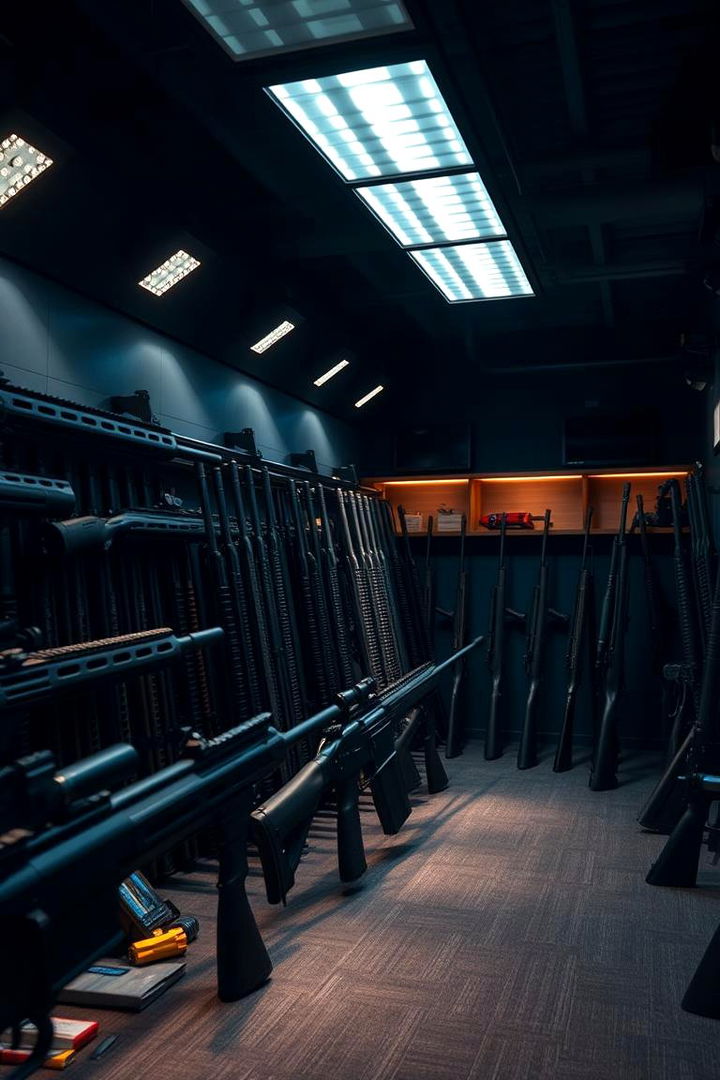 Enhanced Lighting for Display Highlights - 22 Man Cave Gun Room Ideas