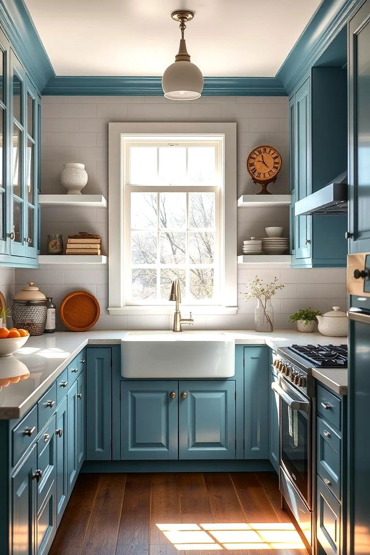 Enhanced Natural Light Fusion - 22 blue farmhouse kitchen cabinets