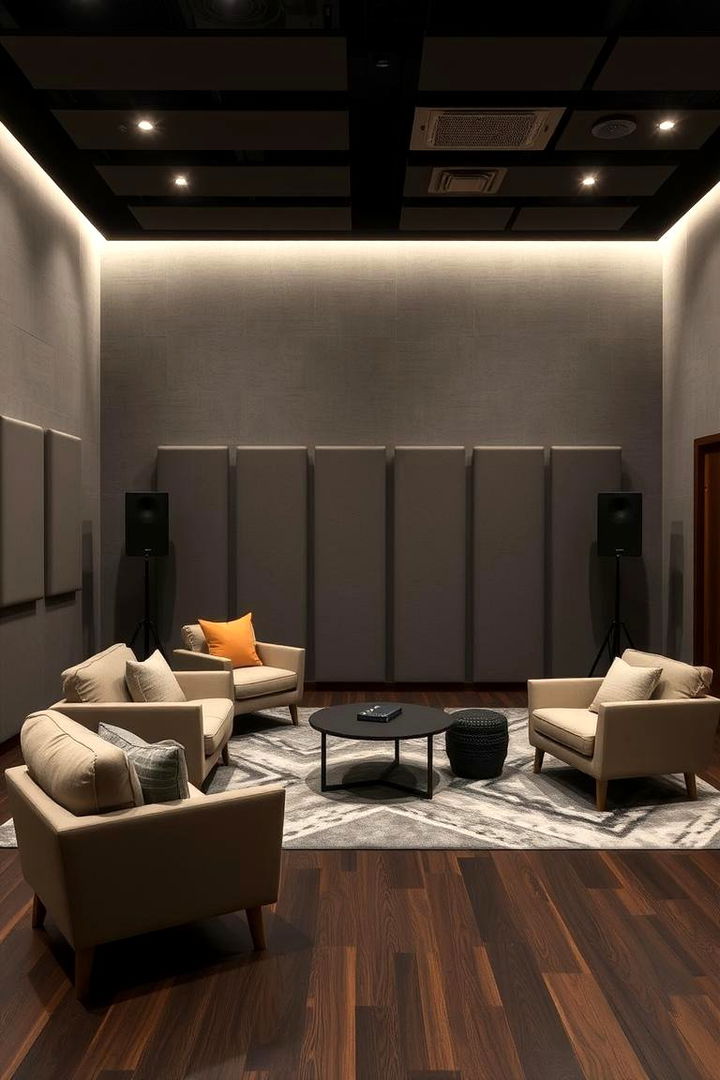 Enhancing Acoustics and Comfort - 22 Grey Living Room With Dark Wood Floors