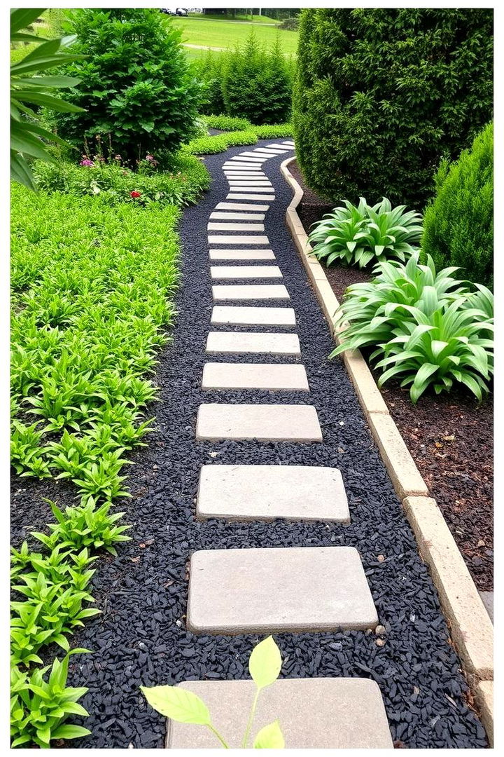 Enhancing Garden Pathways and Walkways - 22 Black Mulch Landscaping Ideas