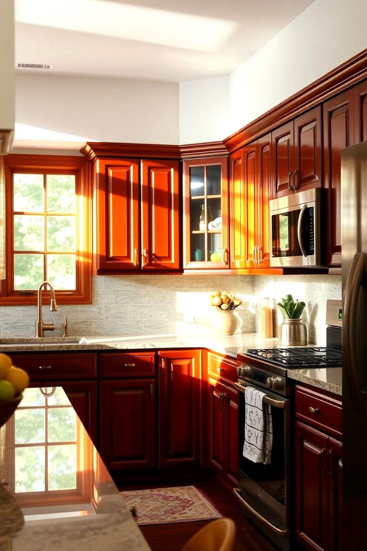 Enhancing Natural Light and Warmth - 22 Natural Cherry Kitchen Cabinets