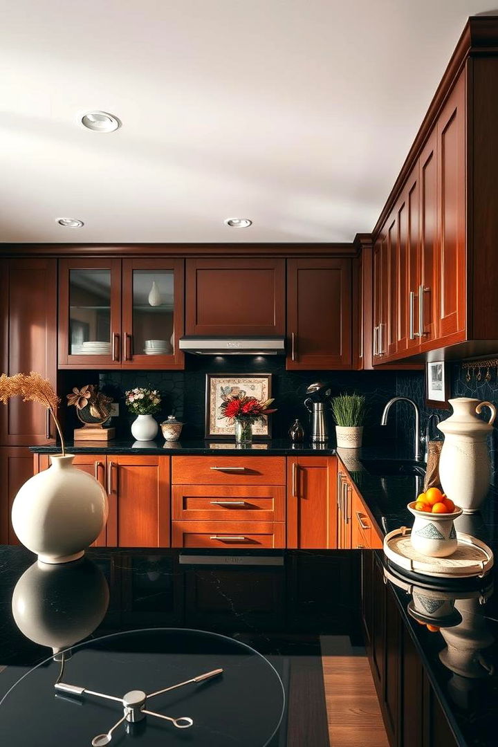 Enhancing Natural Lighting and Space - 22 Brown Kitchen Cabinets With Black Countertops