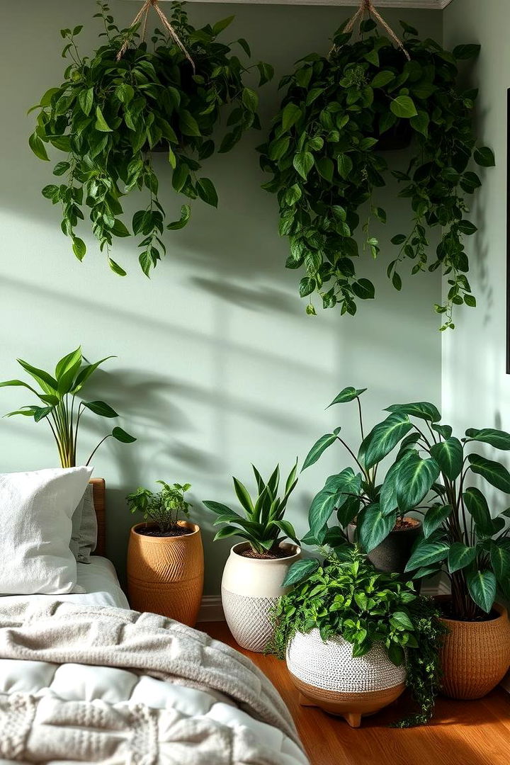 Enhancing with Natural Plant Life - 22 Boho Sage Green Bedroom Ideas